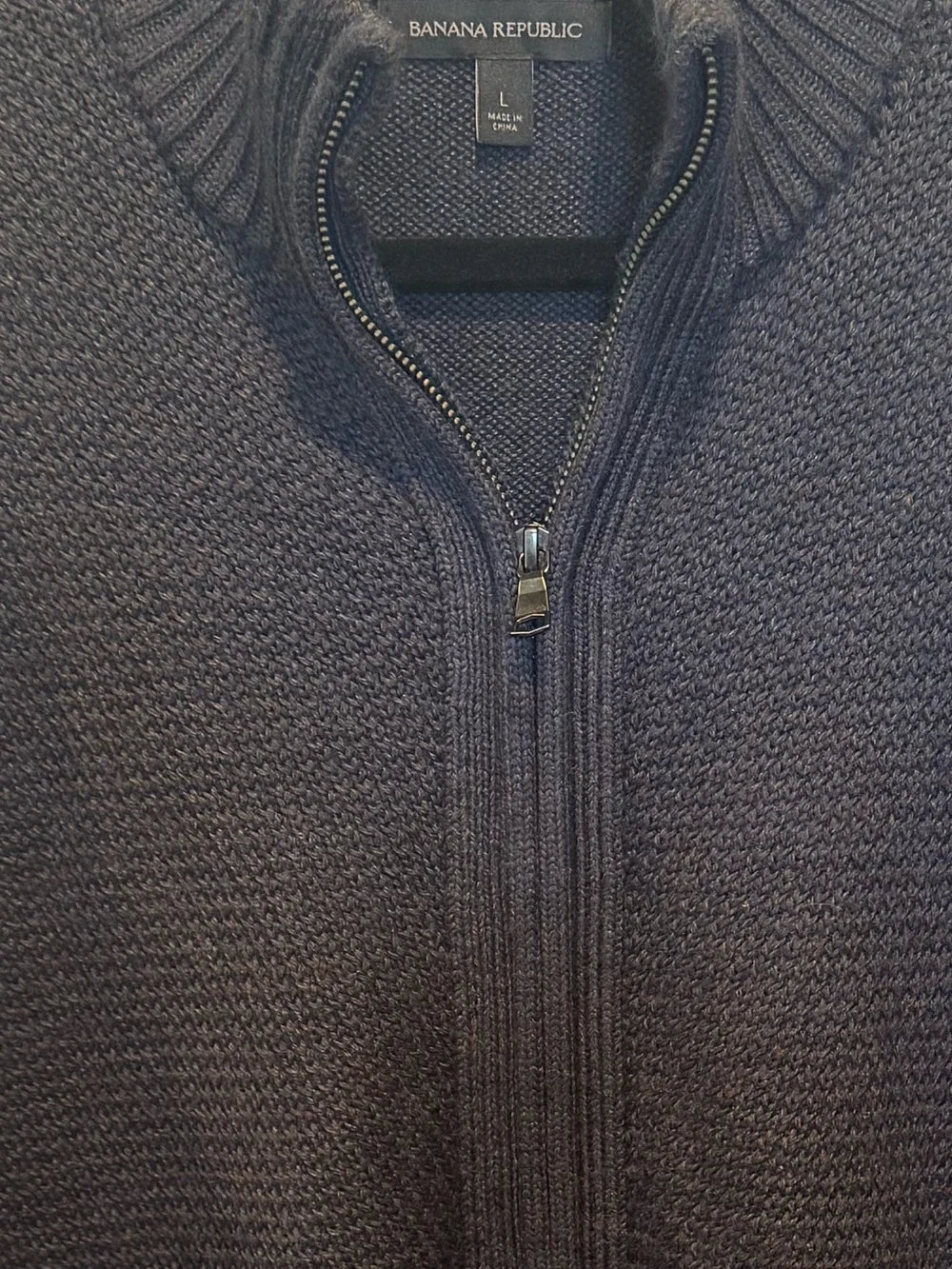 Mens Banana Republic Dark Gray Full-Zip Shawl Collar Sweater Size L